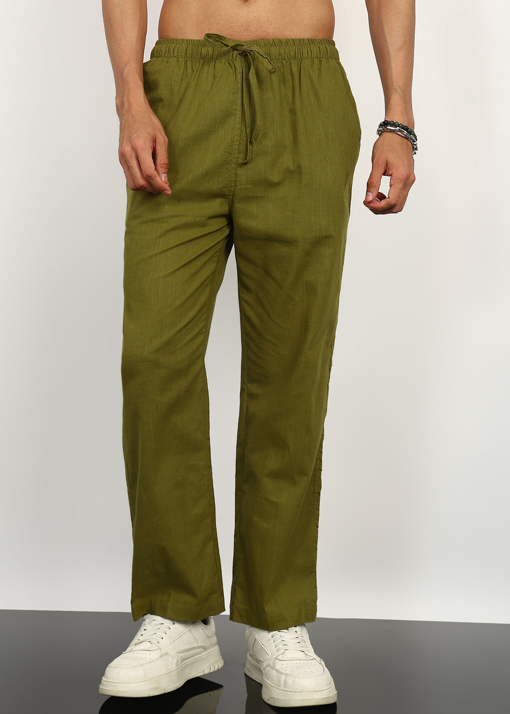 Fabmade Olive Linen Trousers | Grocsy