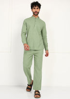 Fabmade Sage Linen Kurta Co-Ord Set | Grocsy