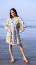 Noroke Cupro Modal Midi Floral Dress - Yellow | Grocsy