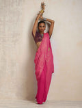 trueBrowns Pink Gold Metallic Ready To Wear Saree | Grocsy