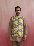 trueBrowns Men's Grey Ikat Print Cotton Reversible Nehru Jacket | Grocsy