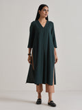trueBrowns Dark Green Kurta Pant Set | Grocsy