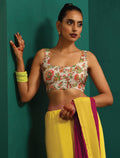 trueBrowns Off White Muslin Silk Floral Jaal Printed Scoop Neck Sleeveless Blouse | Grocsy