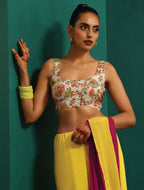 trueBrowns Off White Muslin Silk Floral Jaal Printed Scoop Neck Sleeveless Blouse | Grocsy