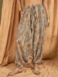 InWeave Beige Paisley Flower Harem Pant | Grocsy