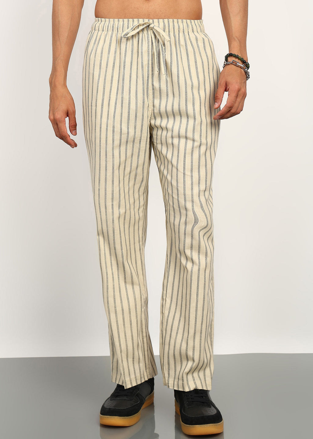 Fabmade Sandline Stripe Linen Trousers | Grocsy