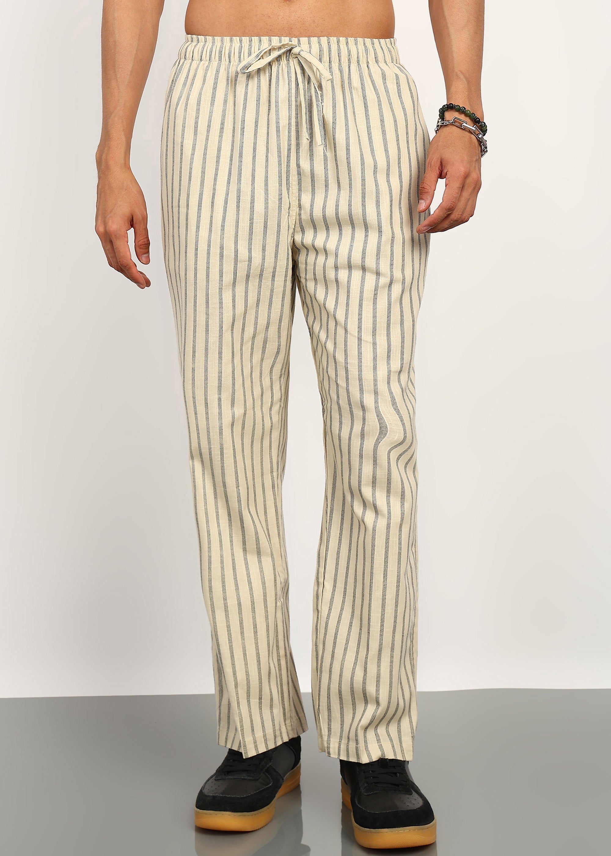 Fabmade Sandline Stripe Linen Trousers | Grocsy
