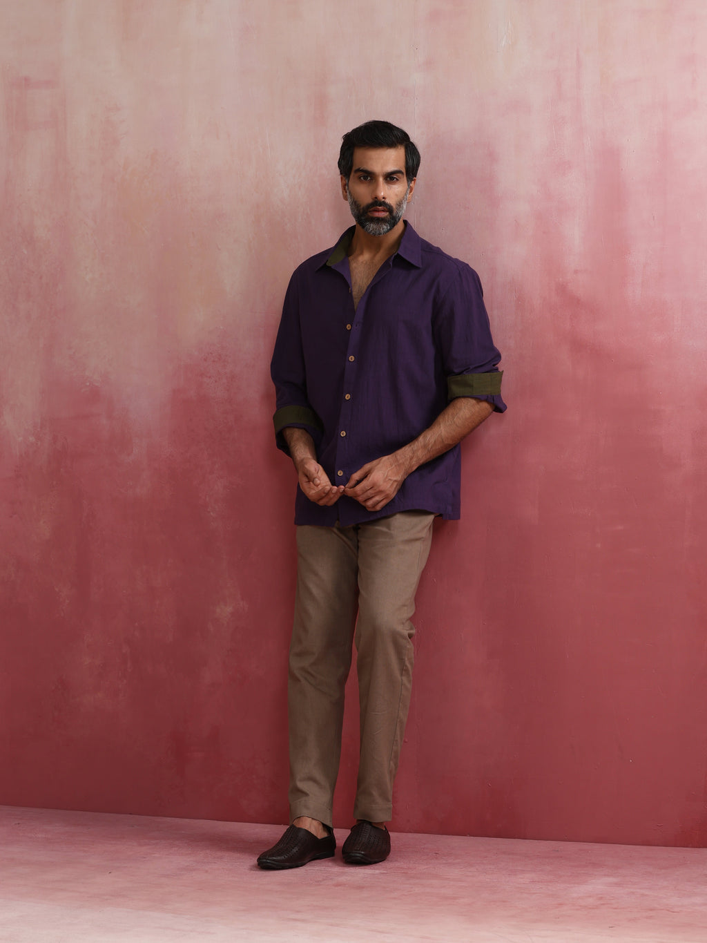 trueBrowns Men's Purple Cotton Shirt | Grocsy