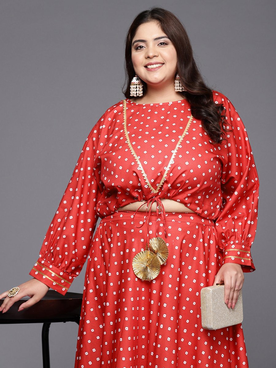 Ahalyaa Women Plus Size Printed Top with Skirt | Grocsy