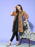 InWeave Women's Camel Brown White Rose Chintz Organza Cape | Grocsy