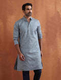 trueBrowns Men's Blue Chanderi Kurta | Grocsy