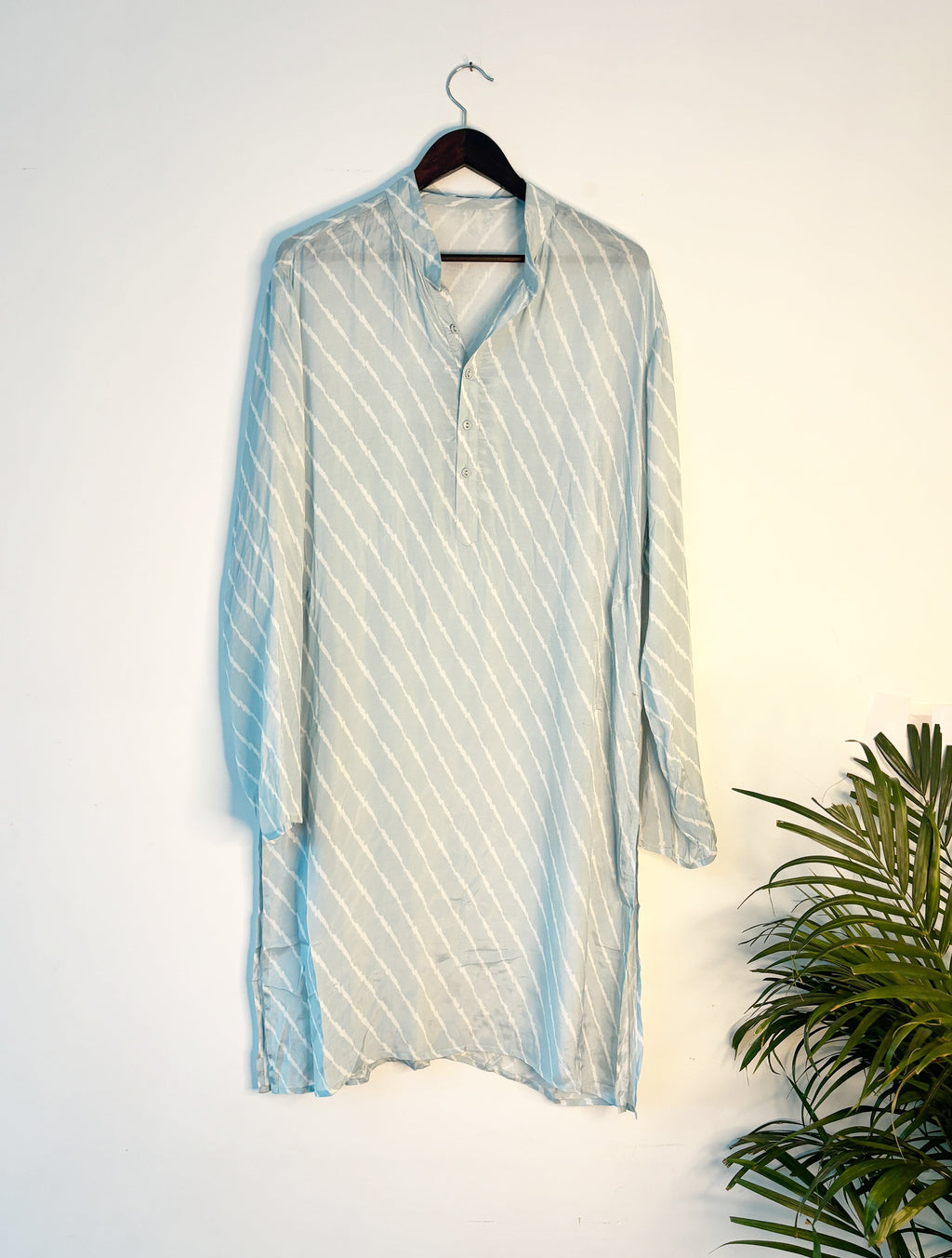 trueBrowns Blue Leheriya Men's Kurta | Grocsy