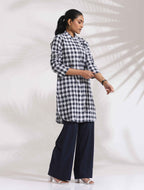 trueBrowns Blue Cotton Check Kurta Co-ord Set | Grocsy