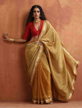 trueBrowns Gold Tissue Ready To Wear Saree | Grocsy