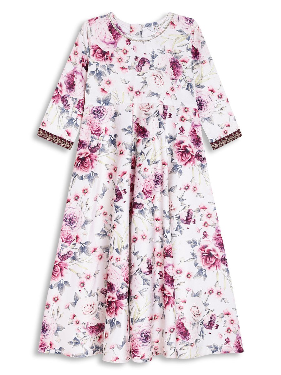 Ahalyaa Girls Printed A-Line Maxi Kids Ethnic Dresses | Grocsy
