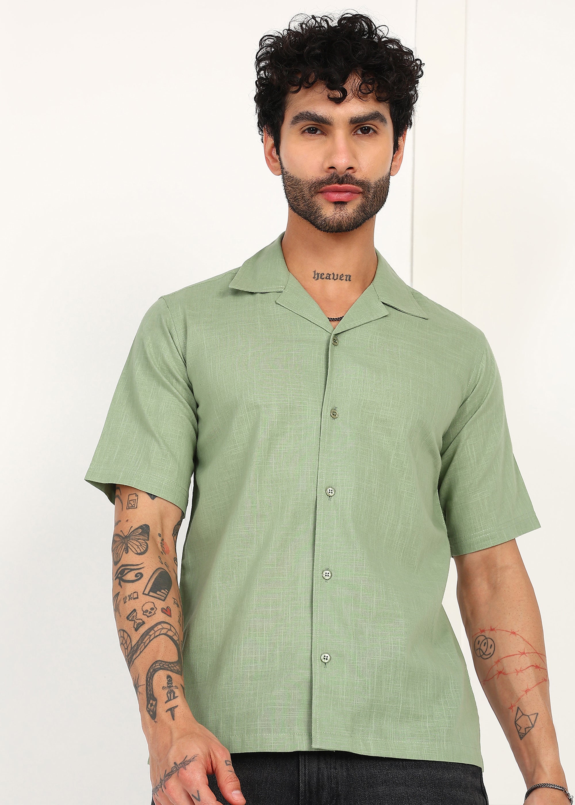 Fabmade Sage Breeze Linen Shirt | Grocsy