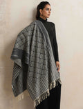 trueBrowns Charcoal Geometric Woollen Stole | Grocsy