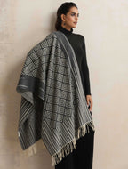 trueBrowns Charcoal Geometric Woollen Stole | Grocsy
