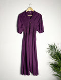 trueBrowns Purple Slub Pleated Kurta | Grocsy