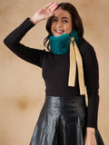 InWeave Women's Cyan Blue Fur Neckpiece | Grocsy