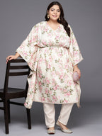 Ahalyaa Plus Size Floral Printed Flared Sleeves Kaftan Kurta | Grocsy