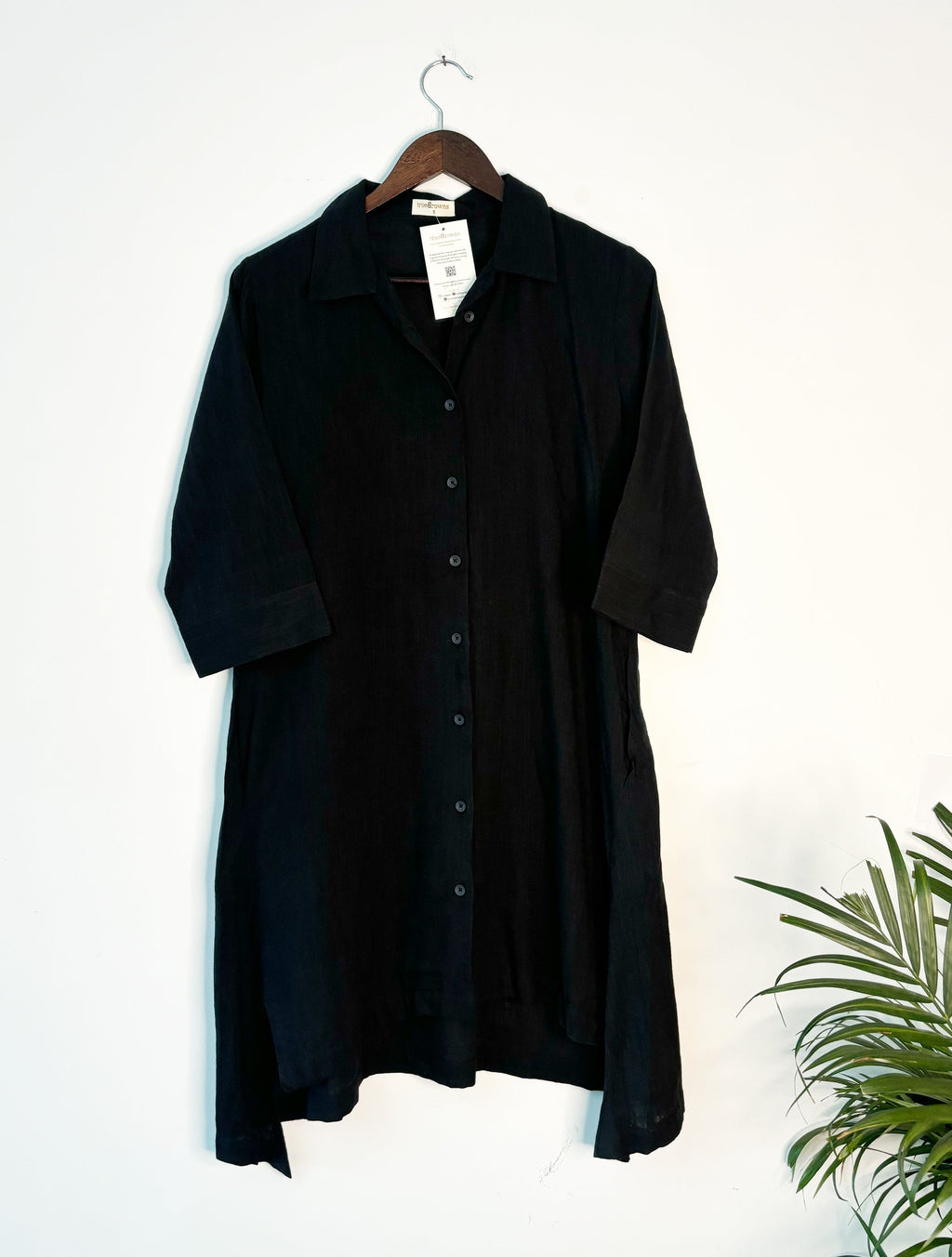 trueBrowns Black Slub Short Shirt Top | Grocsy