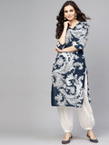 Antaran Blue Pure Cotton Printed Kurta Pant Set | Grocsy