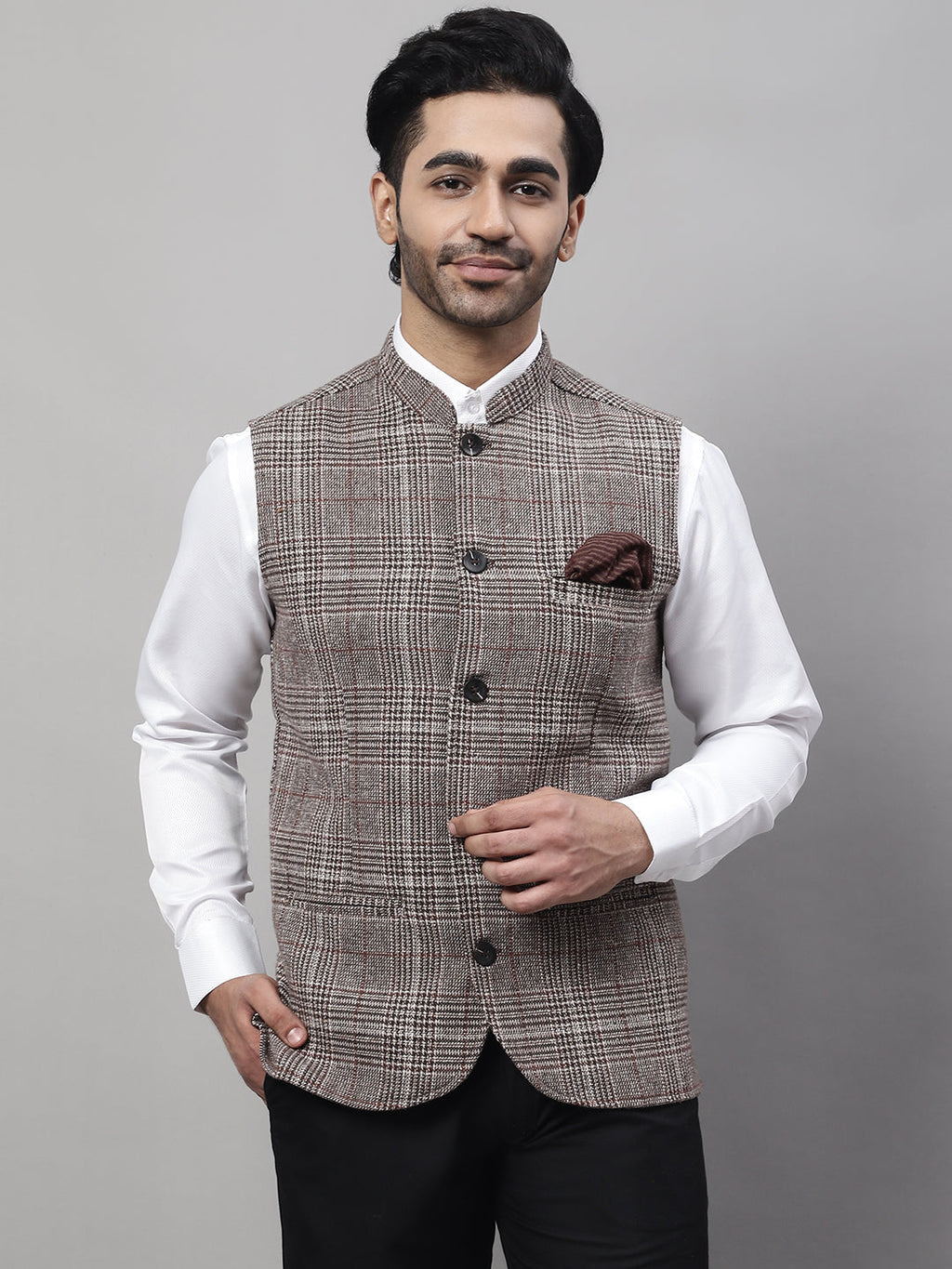 Even Apparels Men's Beige Pure Wool Nehru Jacket | Grocsy