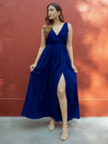 trueBrowns Blue Velvet Sleeveless Dress | Grocsy