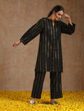 trueBrowns Black Gold Cotton Relaxed Co-Ord Set | Grocsy