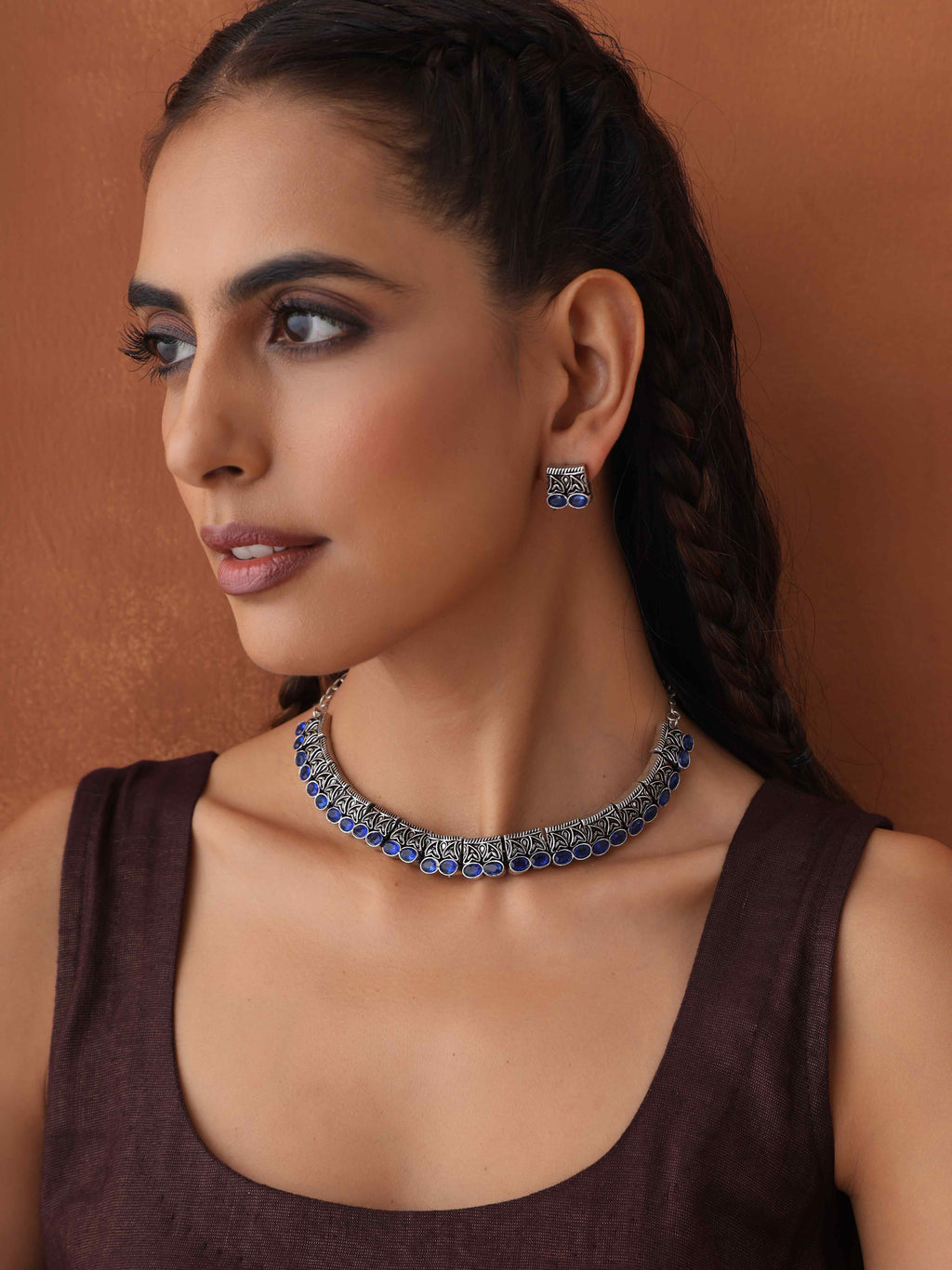 trueBrowns Silver Tone Beaded Necklace Set | Grocsy