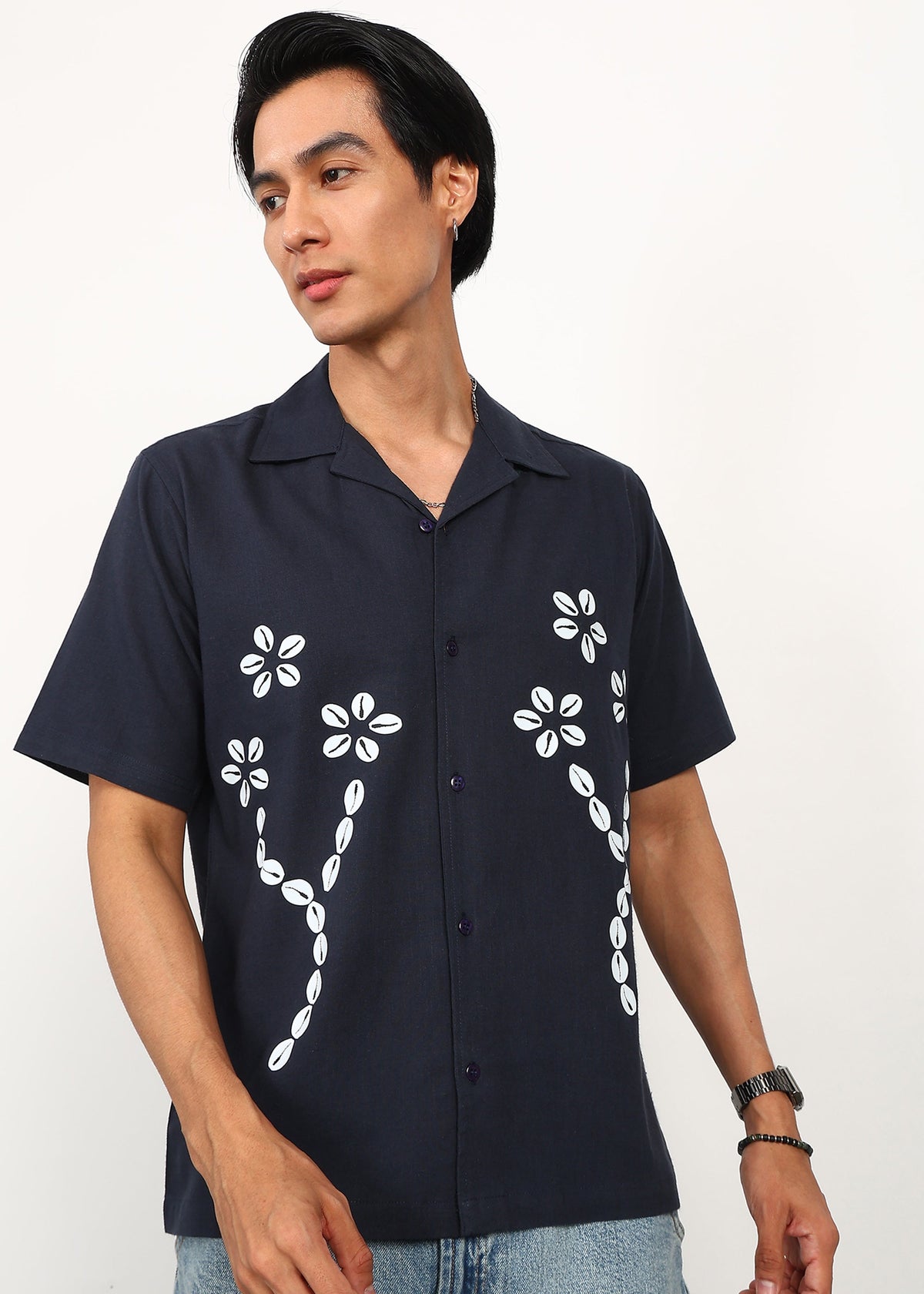 Fabmade Midnight Bloom Linen Shirt | Grocsy