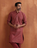 trueBrowns Men's Rust Cotton Dobby Kurta | Grocsy