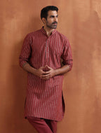 trueBrowns Men's Rust Cotton Dobby Kurta | Grocsy