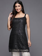 Ahalyaa Square Neck Printed Embellished Crepe Tunic | Grocsy