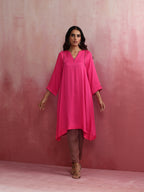 trueBrowns Pink Modal Kimono Kurta Set | Grocsy