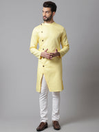 Even Apparels Yellow Sherwani Kurta With Asymetrical Cut | Grocsy