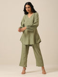 trueBrowns Sage Slub Textured Short Co-Ord Set | Grocsy