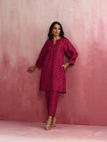 trueBrowns Pink Viscose Silk Kurta Co-ord Set | Grocsy