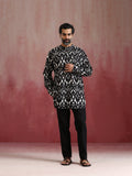 trueBrowns Men's Black Ikat Print Mandarin Collar Kurta Co-ord set | Grocsy