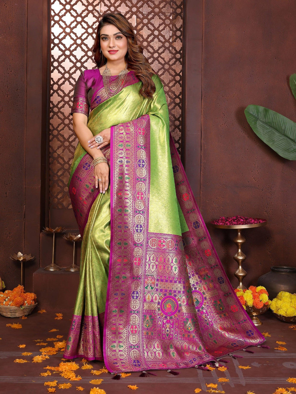 Anaita Banarasi Tissue Silk Saree | Grocsy