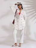 trueBrowns White Cotton Embroidered Kurta Co-ord Set | Grocsy
