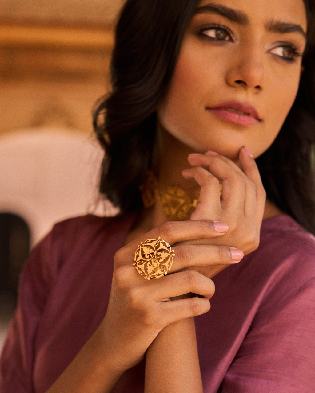 trueBrowns Gold-Polished Circle Ring | Grocsy