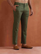 trueBrowns Men's Olive Green Cotton Twill Pants | Grocsy