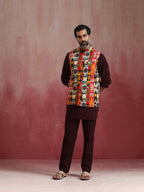 trueBrowns Men's Cola Ikat Print Cotton Reversible Nehru Jacket | Grocsy