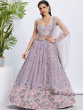 House of Panchhi Burgundy Pure Georgette Sequins And Thread Embroidery Lehenga Choli & Dupatta | Grocsy