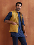 trueBrowns Men's Mustard Cotton Dobby Reversible Nehru Jacket | Grocsy