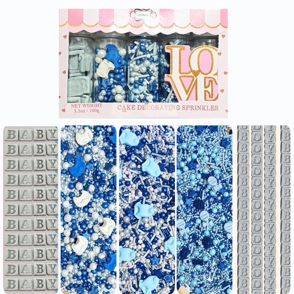 Confect Boys Baby Shower Sprinkles | Gender Reveal Sprinkles | Baby Blue Sprinkles | Grocsy