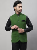 Even Apparels Men's Green Pure Wool Nehru Jacket | Grocsy