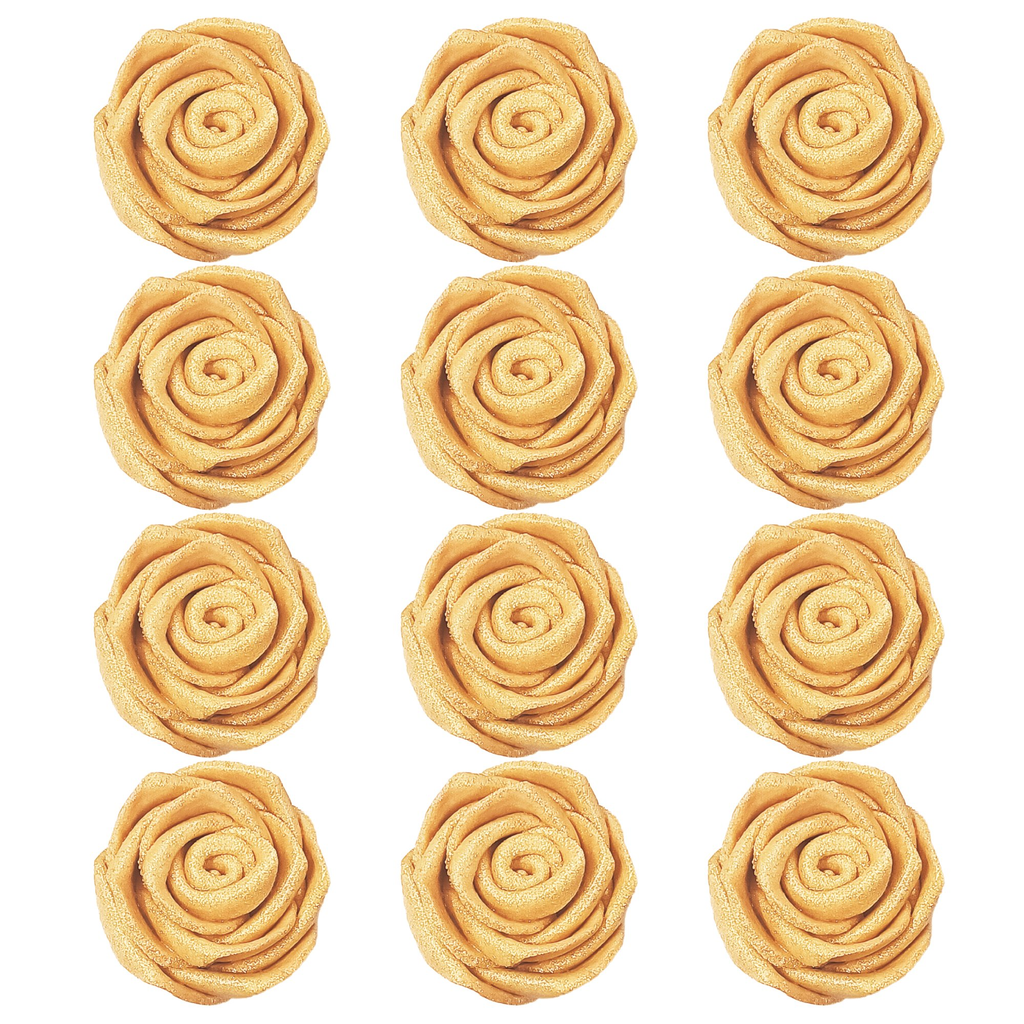 Confect Champagne Gold | Edible Metallic Sugar Roses Topper | Grocsy